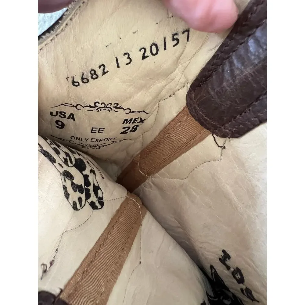 Los Altos Boots Genuine Python Brown Square Toe Size 9 EE 6682 Cowboy Western